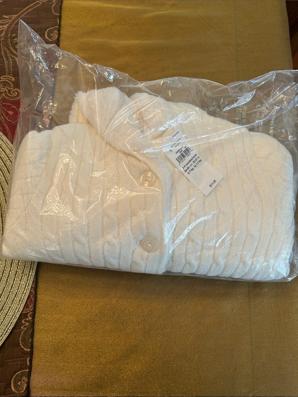 Baby Gap Ivory Hooded Cable Knit Baby Cardigan